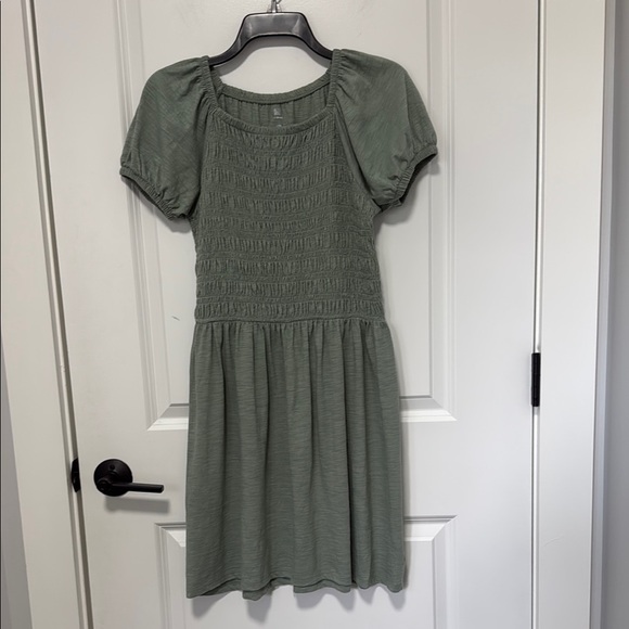 Gap Girl Smocked Front Short Sleeve Square Neck Knee Length Dress size XXL 14/16 - Picture 1 of 4